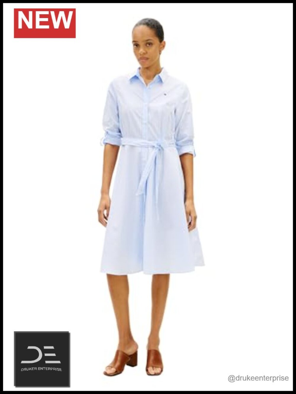 Tommy Hilfiger Long Sleeve Striped Cotton Shirt Dress Business Casual